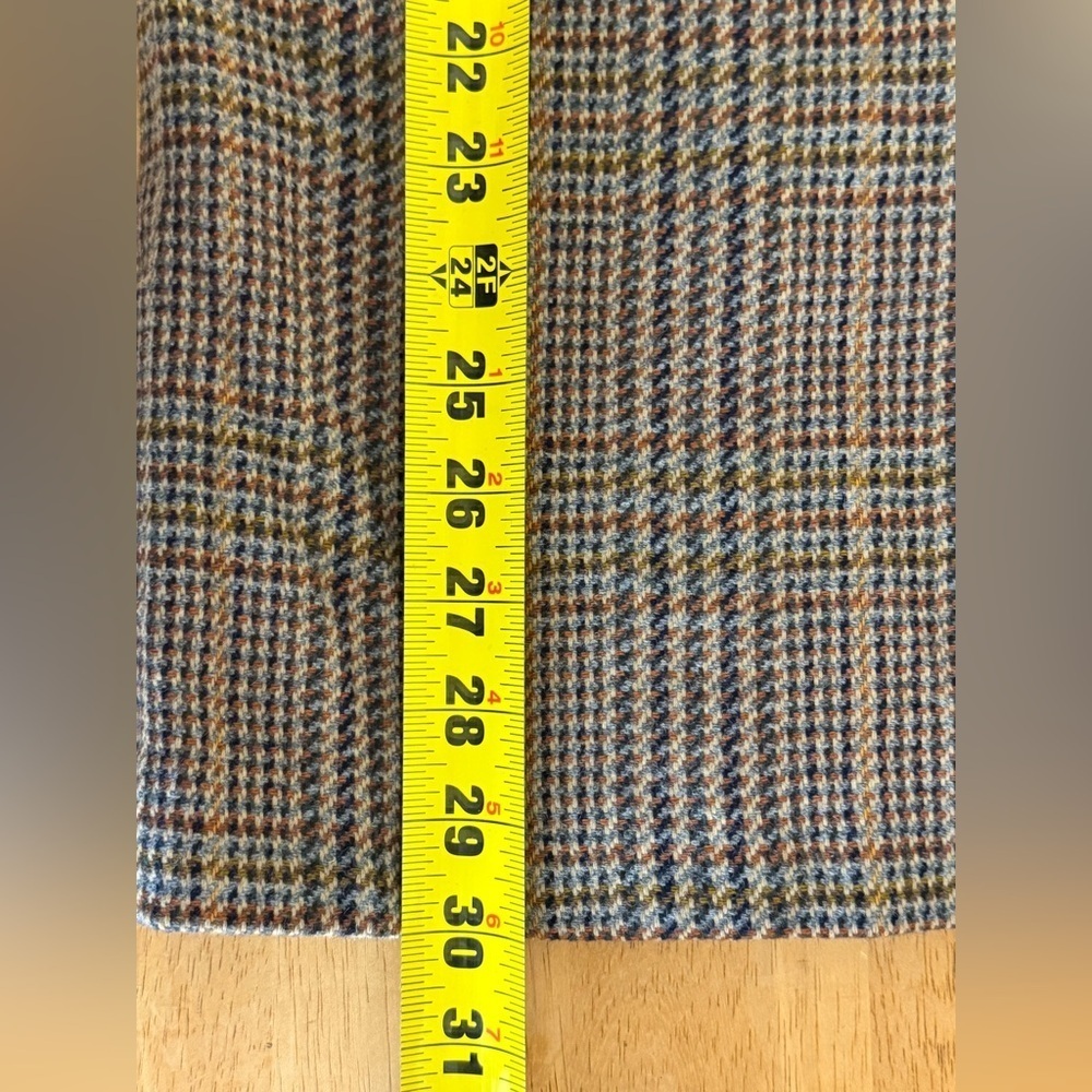 Vintage Escada Houndstooth Wool Wrap Midi Skirt Brown Blue Small (36) - Picture 7 of 7